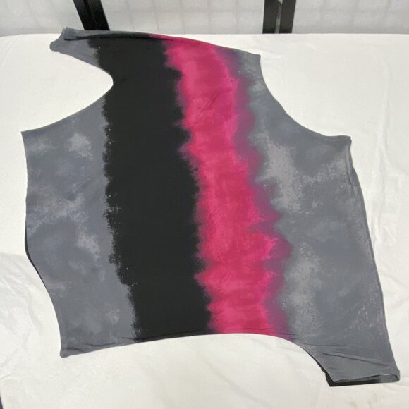 Clara Sun Woo Ombre ¾ Dolman Sleeve Boat Neck Asymmetrical Top Pink Grey Black M - Picture 8 of 11